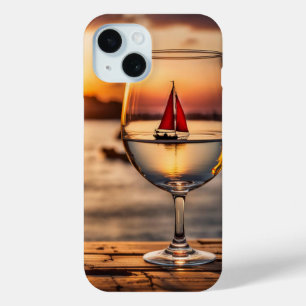 Wine Glass With Sailboat iPhone 15 Case