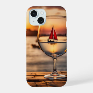 Wine Glass With Sailboat iPhone 15 Case