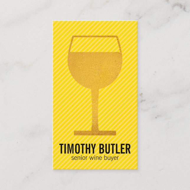 Wine Glass Yellow Business Card (Front)