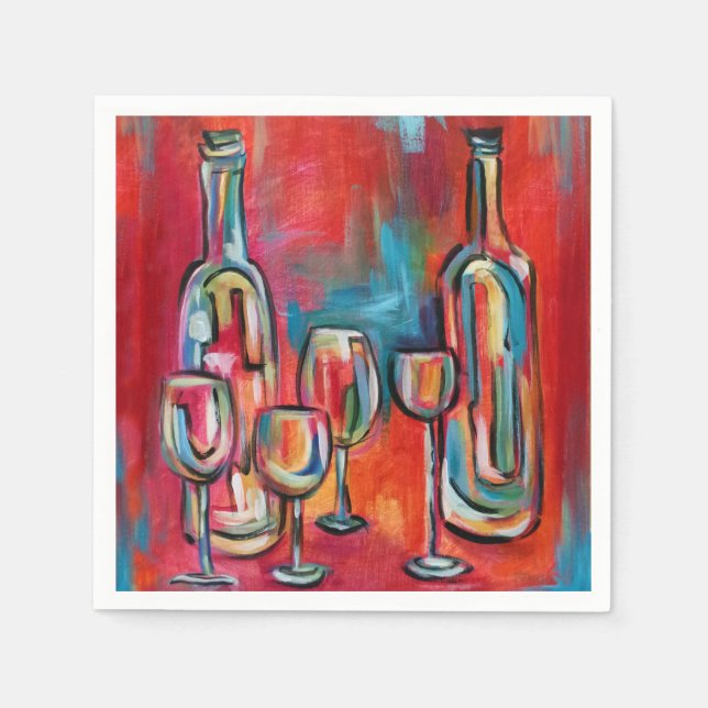 Wine Glasses and Bottles Napkin (Front)