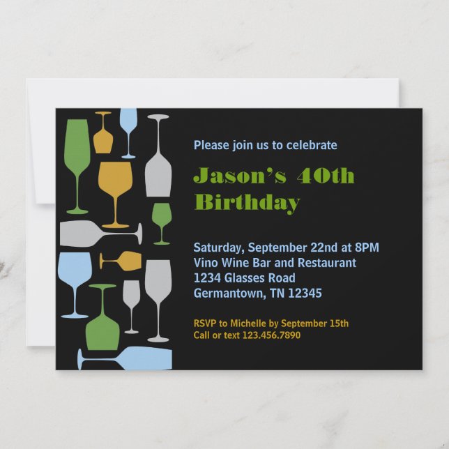 Wine Glasses Birthday Party Invitation (Front)