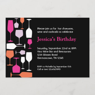 Wine Glasses Birthday Party Invitation