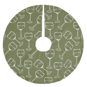 WINE GLASSES BRUSHED POLYESTER TREE SKIRT
