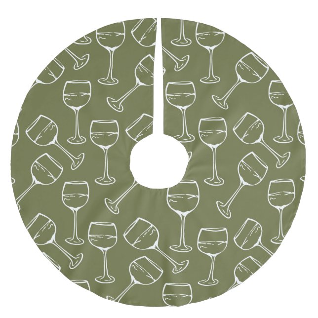 WINE GLASSES BRUSHED POLYESTER TREE SKIRT (Front)