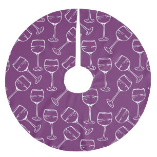 WINE GLASSES BRUSHED POLYESTER TREE SKIRT