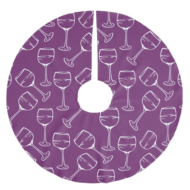 WINE GLASSES BRUSHED POLYESTER TREE SKIRT (Front)