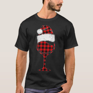 Wine Glasses Christmas Red Plaid Buffalo Funny Win T-Shirt