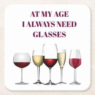 Wine glasses expression square paper coaster