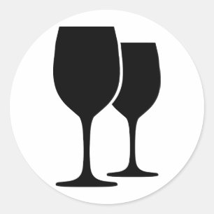 wine glasses icon classic round sticker