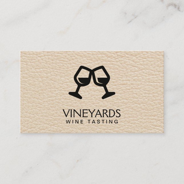 Wine Glasses | Leather Texture Business Card (Front)