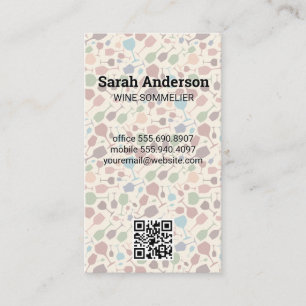 Wine Glasses Pattern QR Scan Code Business Card