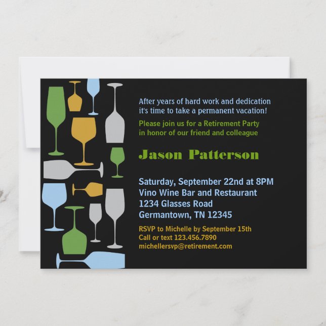 Wine Glasses Retirement Party Invitation (Front)