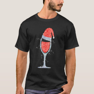 Wine Glasses Santa Hat Christmas  Men Women Wine T-Shirt