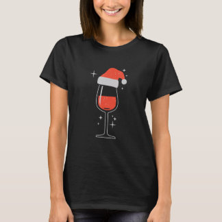 Wine Glasses Santa Hat Christmas Red Wine Glass Me T-Shirt