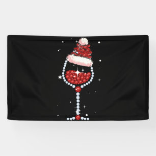 Wine Glasses Santa Hat Christmas Wine Lover Gifts Banner