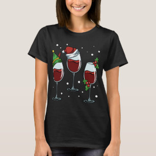 Wine Glasses Sweet Cute Have Fun Christmas Celebra T-Shirt