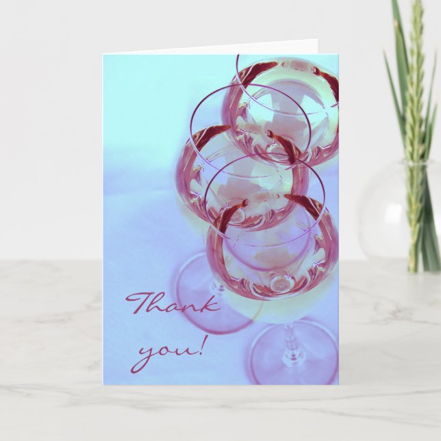 Wine glasses wine themed thank you card (Front)