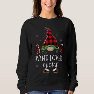 Wine  Gnome Buffalo Plaid Matching Family Christma Sweatshirt