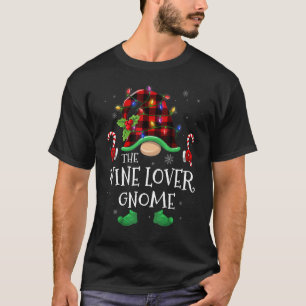 Wine Gnome Buffalo Plaid Matching Family Christma T-Shirt