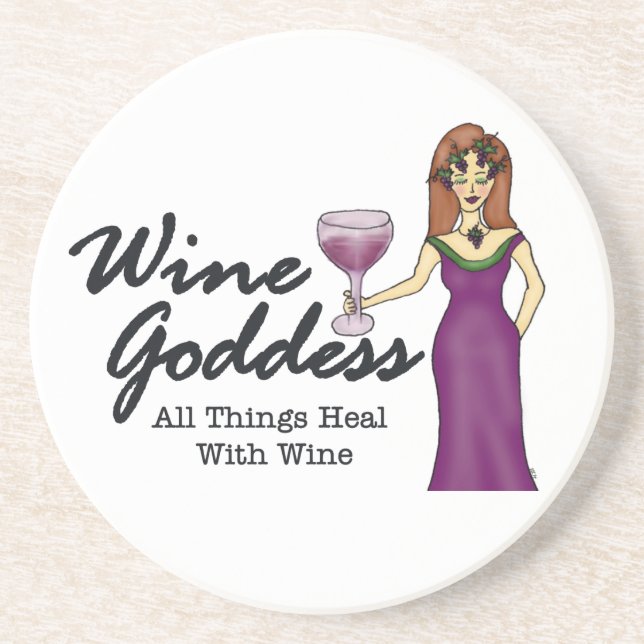 Wine Goddess "All Things Heal..." Coaster (Front)
