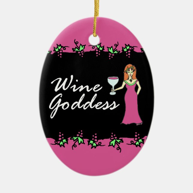 Wine Goddess Divine Grapevine Garland Ceramic Ornament (Front)