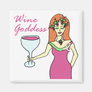 Wine Goddess Pink Ribbon Breast Cancer Awareness Magnet
