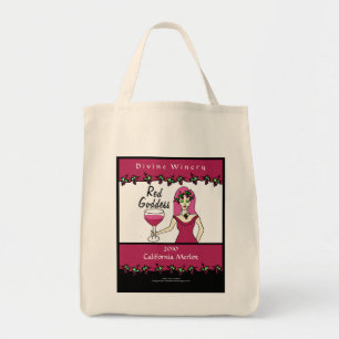 Wine Goddess Red Goddess Custom Wine Label Tote Bag