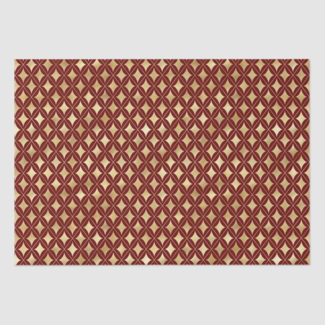 Wine & Gold Carnival Harlequin Pattern  Tissue Paper (Front)