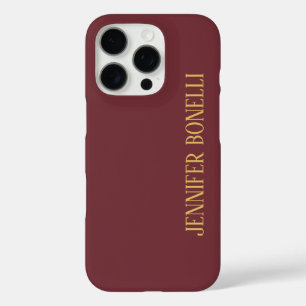 Wine & Gold Colour Professional Trendy Modern Plai iPhone 16 Pro Case