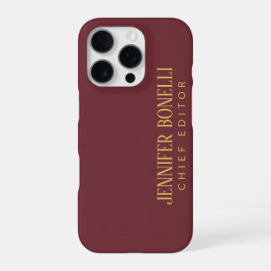 Wine & Gold Colour Professional Trendy Modern Plai iPhone 16 Pro Case