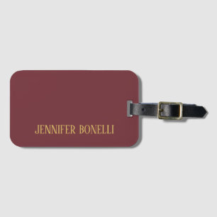 Wine & Gold Colour Professional Trendy Modern Plai Luggage Tag
