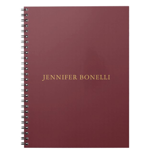 Wine & Gold Colour Professional Trendy Modern Plai Notebook (Front)