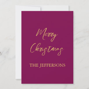 Wine & Gold Colours Merry Christmas Holiday Card