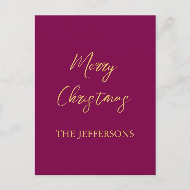 Wine & Gold Colours Merry Christmas Postcard (Front)
