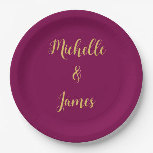 Wine & Gold Colours Professional Trendy Modern Paper Plate