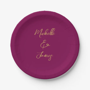 Wine & Gold Colours Professional Trendy Modern Paper Plate
