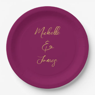 Wine & Gold Colours Professional Trendy Modern Paper Plate