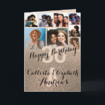 Wine Gold Glitter Photo Collage Happy Birthday Card<br><div class="desc">This cool and cute happy birthday greeting card is perfect for any friend or family member. It features eight customisable photograph pictures with a monogram name and the quote, "Happy Birthday, " on top of a golden tan "30" (which can be changed to any age) on top of a faux...</div>