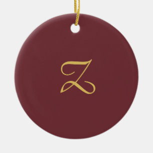 Wine Gold Monogram Professional Trendy Modern Ceramic Ornament