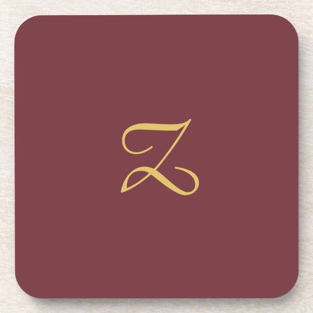 Wine Gold Monogram Professional Trendy Modern Coaster (Front)