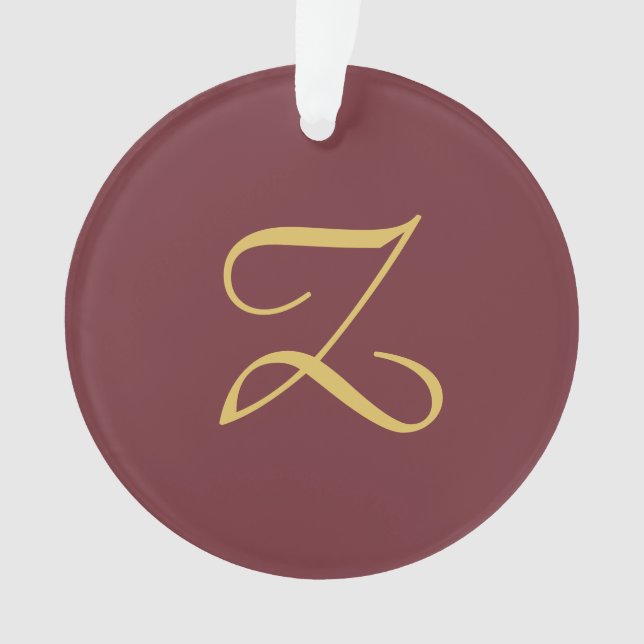 Wine Gold Monogram Professional Trendy Modern Ornament (Front)