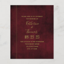 Wine & Gold Regal Wedding Invitation Budget Flyer