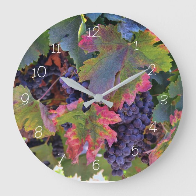 Wine Grape Vineyard Harvest Fall Colours Clock (Front)