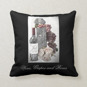 Wine, Grapes and Roses Cushion