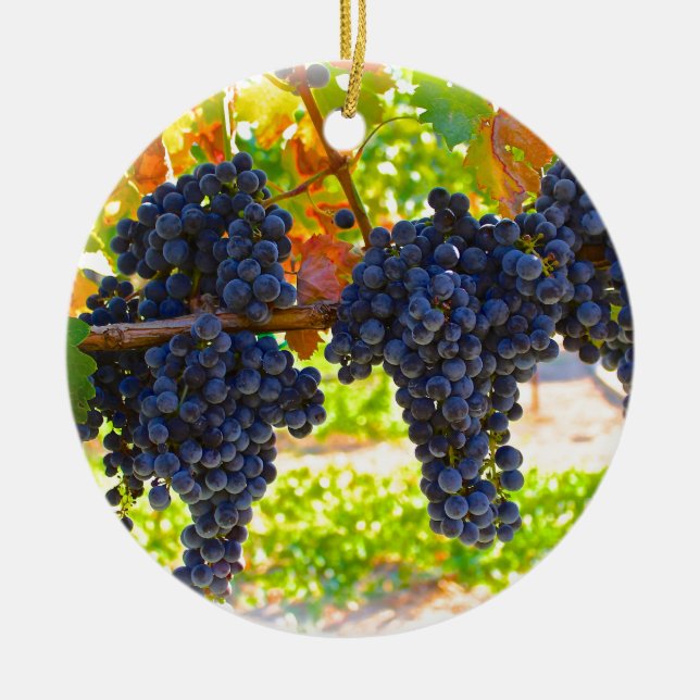 Wine grapes ceramic tree decoration (Front)
