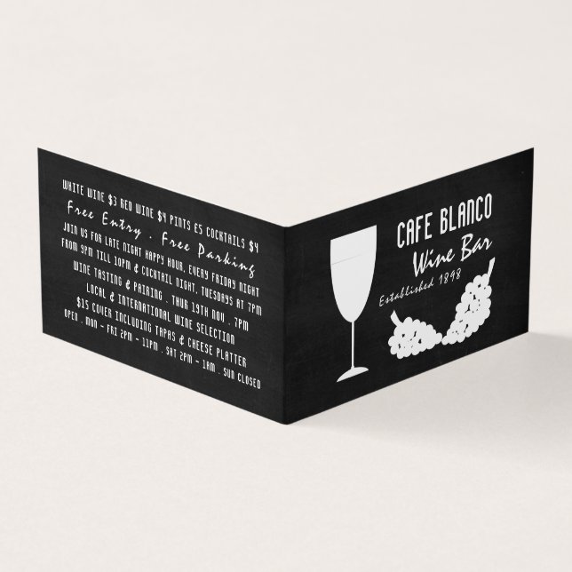 Wine & Grapes, Chalkboard Wine Bar/Winer, Detailed Business Card (Outside)