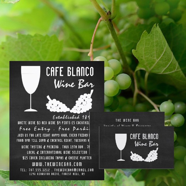 Wine & Grapes, Chalkboard Wine Bar/Winery Flyer (Creator Uploaded)