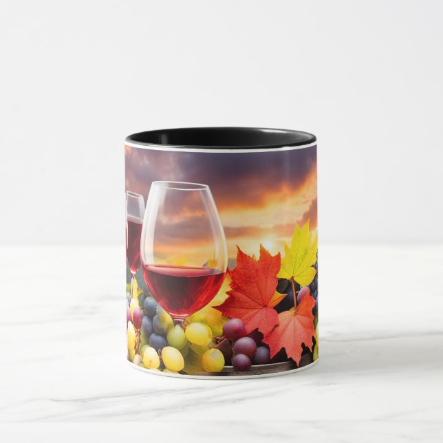 Wine Grapes Leaves Pretty Mug (Center)