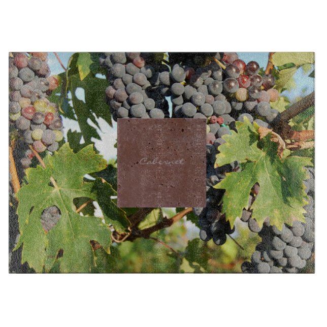 Wine Grapes On Vine Cutting Board (Front)
