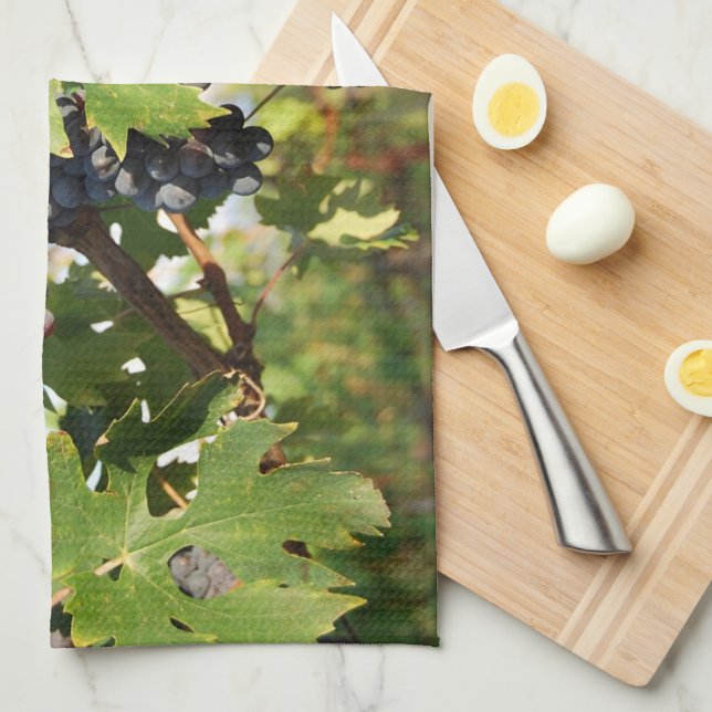 Wine Grapes On Vine Kitchen Towel (Quarter Fold)